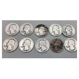 10 Washington Quarters from the 1940s