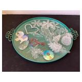 10" Metal tray, glass baubles & more