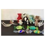 Hand Stitched mini bears, glass candy, art deco