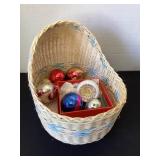 Basket of Vintage Christmas Ornaments