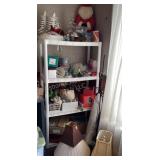 Plastic shelf, Christmas decor, floor lamp, lamp
