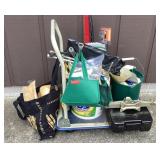 Flat bed cart of garage usefuls