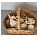 Basket, Shells & Decorative Resin Items