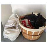 Basket of gloves & bag of shop towels