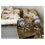 Boxes of Gold Tone Christmas Decor with Deer