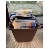 Small trash can of license plates, good for crafts