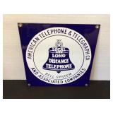 Heavy Porcelain American Telephone Sign, 8x8"