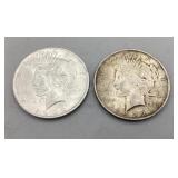 Two 1922 Peace Silver Dollars