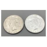 Two 1923 Peace Silver Dollars