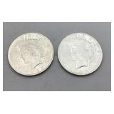 Two 1923 Peace Silver Dollars
