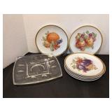 6 Golden Crown Orchard 7 1/2" plates & square