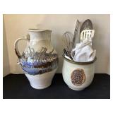 Large Artisan Pitcher & Utensil Crock