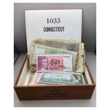 Tobacco Box of Foreign Paper Currency