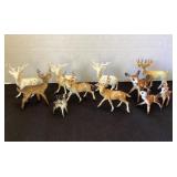 11 Vintage Small Plastic Deer