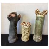 Whimsical Artisan Pottery Vases with birds