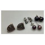 Sterling post earrings including Marcasite