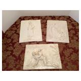 3 plaster art pieces