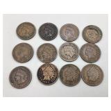 12 Indian Cents, dates include: 1897 (2), 1900