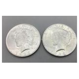 Two 1923 Peace Silver Dollars