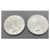 Two 1923 Peace Silver Dollars