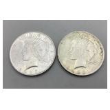 Two 1923 Peace Silver Dollars