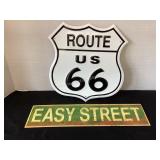 Metal Route 66 & Easy Street Sign