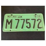 1938 Michigan License Plate