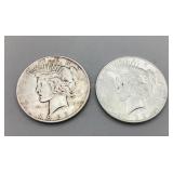 Two 1922 Peace Silver Dollars