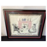 Vintage Embroidered & Cross Stitch 1936 Picture,