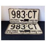 1938 Matching Ohio License Plates