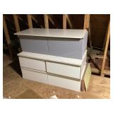 3 sections of storage drawers.