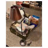 Floor lamp, trunk, rugs, linens, drawer liner,