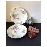 Bavaria 8 1/4" plates, heart paperweight,