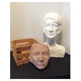 Face, Crate & 17" tall bust