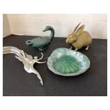 Brass Rabbit, Signed Gaston enameled metal