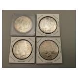 Four Peace Silver Dollars