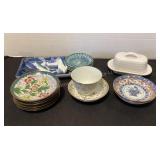 Cloisonnï¿½ mini plates, mini butter dish,