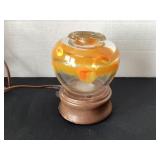 Signed Art Glass Rose Bowl with lighted base