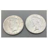 Two 1923 Peace Silver Dollars