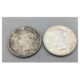 Two 1922 Peace Silver Dollars