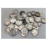 Collection of Mercury Dimes, varied dates, 50
