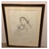 24 1/2x31" lithograph mother & child