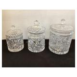 3 Crystal Candy & Biscuit Jars