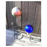 Metal & Glass (blue) gazing balls & stands
