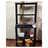 Black plastic shelves & contents