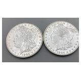 Two 1904-0 Morgan Silver Dollars