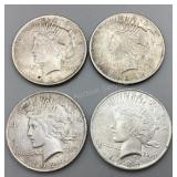 Four 1924 Peace Silver Dollars