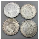 Four 1921 Morgan Silver Dollars