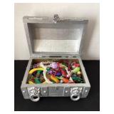 Wood Treasure Box of Costume Jewelry