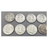 Eight 1963 Franklin Half Dollars